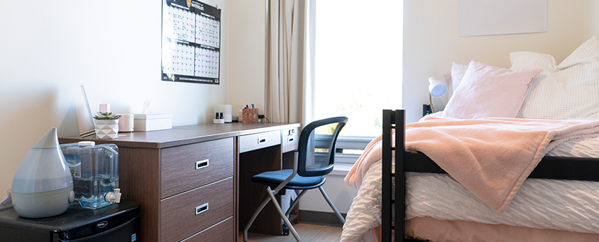 One of St. Jerome's University's beautifully furnished residence rooms. 