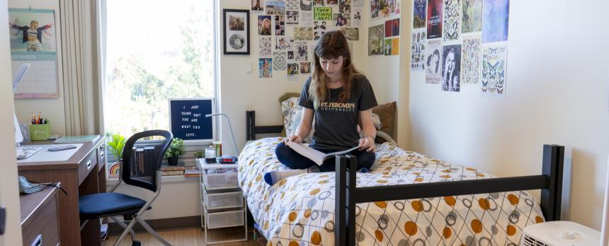 Image of students sitting in their room in campus