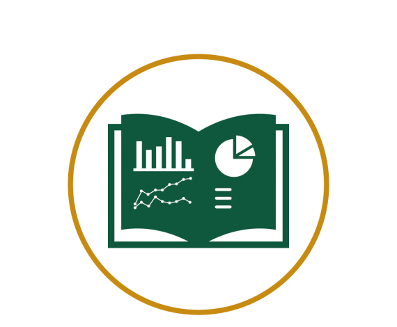 Icon of a book showing progress graphs 